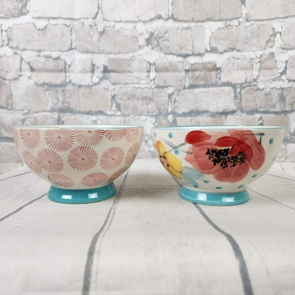 The Pioneer Woman 6Inch Footed Bowls Set of 2 Atomic Starburst Vintage Bloom - Picture 4 of 11